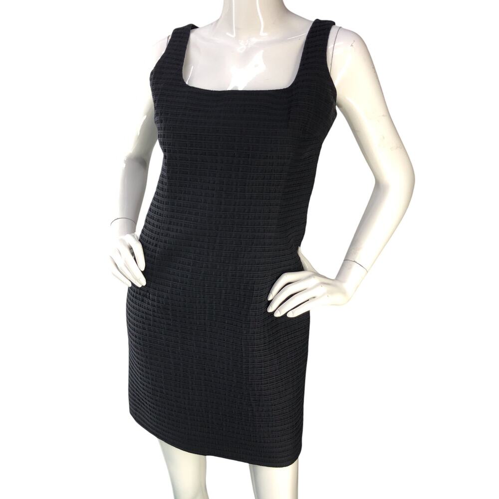 Charles Chang Lima Womens Size 6 Dress Shift Textured Wool Blend Midnight Blue